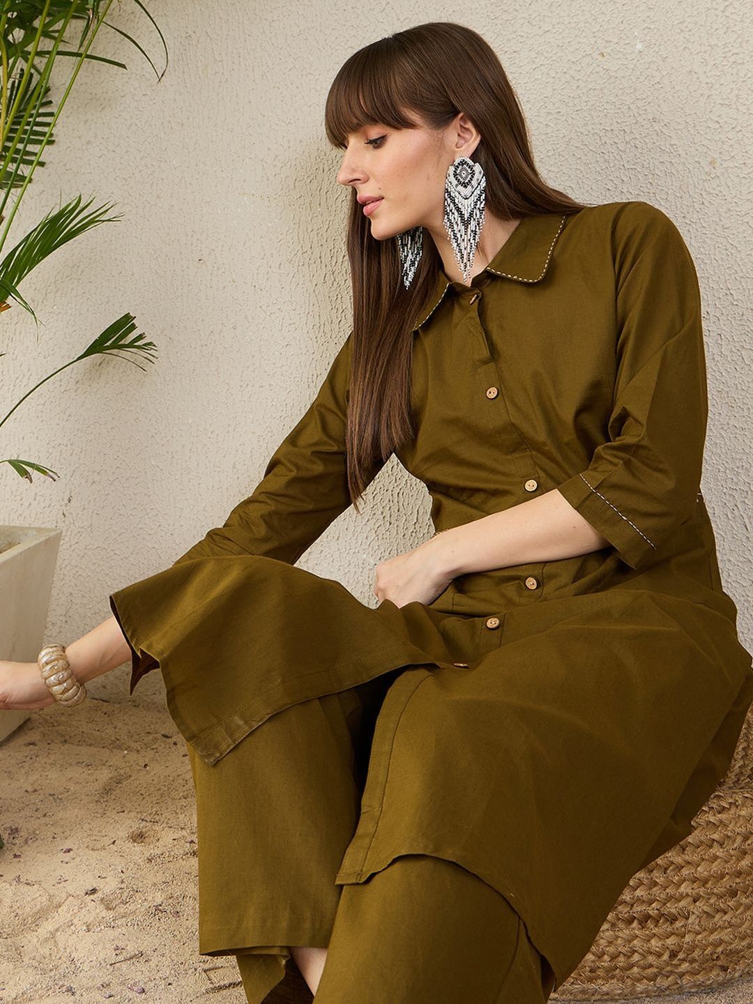 Thread Work Pure Cotton Kurta With Palazzos