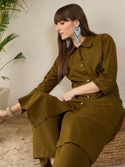 Thread Work Pure Cotton Kurta With Palazzos