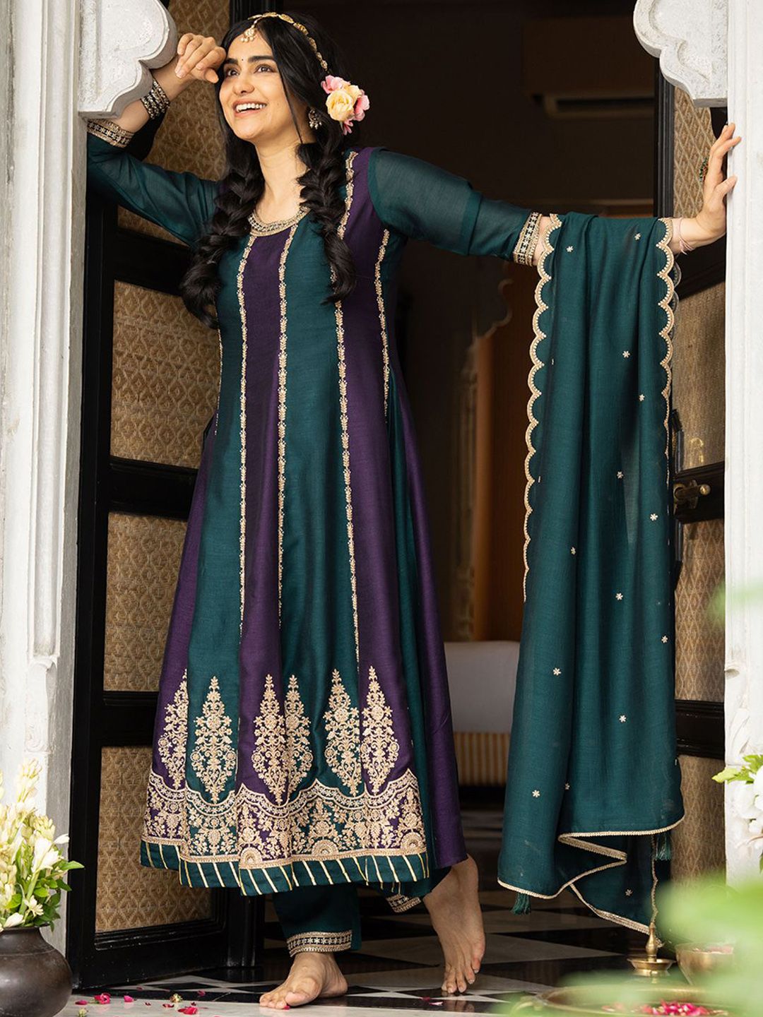 Dhiyona CH Embroidered Anarkali Kurta Set with Dupatta