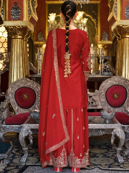 Dhiyona IE Women Ethnic Motifs Embroidered Regular Kurta With Sharara & Dupatta Kurta Sets