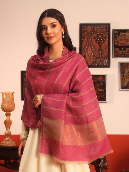 Dhiyona PA Striped Woven Design Woolen Reversible Shawl