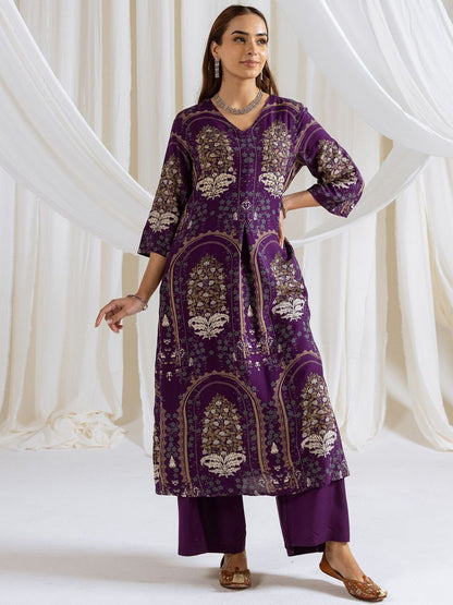 Dhiyona IS Women's Women Floral Printed Regular Kurta with Trousers