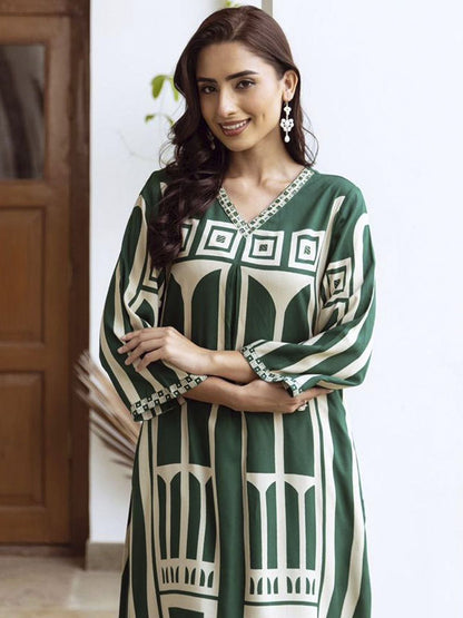 Dhiyona IE Women Printed Regula Geometric A-Line Kurta with Palazzos