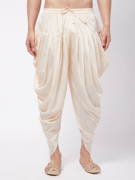 Men's Cream Cotton Cotton Satin  Dhoti