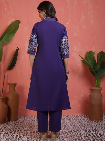 Dhiyona SN Women's Embroidered Pure Cotton Kurta With Trouser
