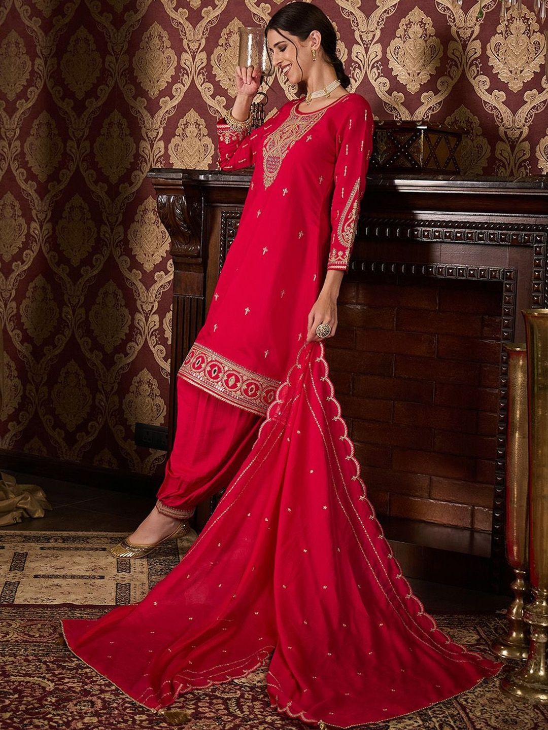 Dhiyona CH Embroidered Kurta with Salwar and Dupatta