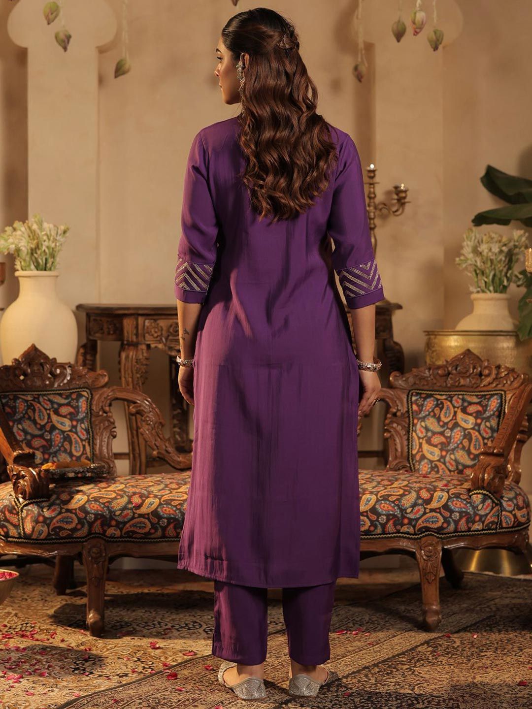 Dhiyona IE Women Embroidered Straight Kurta & Trouser Co-Ord Set