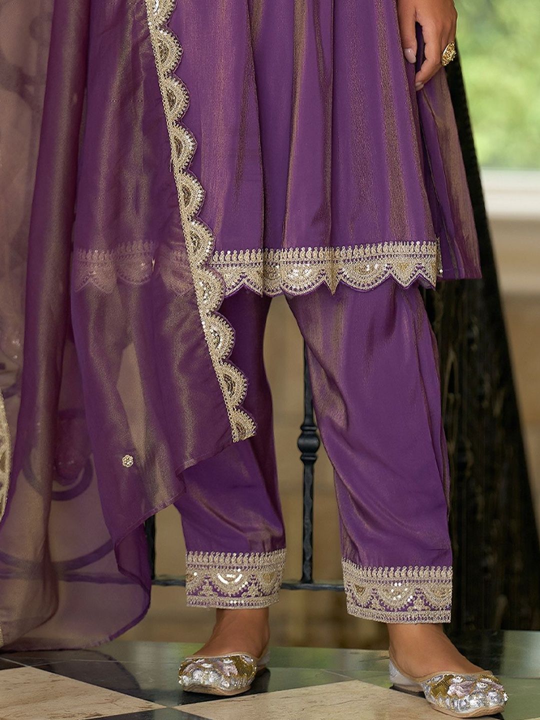 Women Ethnic Motifs Embroidered A-Line Kurta with Palazzos & Dupatta