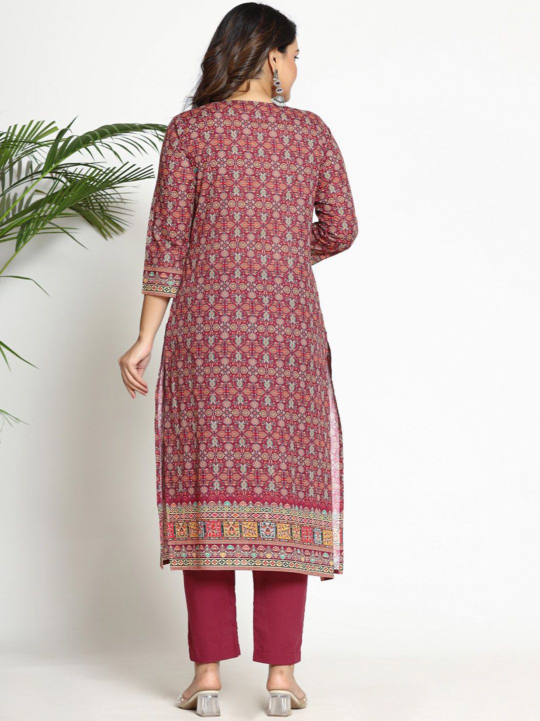 Dhiyona VA Women's Paisley Printed Regular Beads and Stones Pure Cotton Kurta with Trousers & With Dupatta