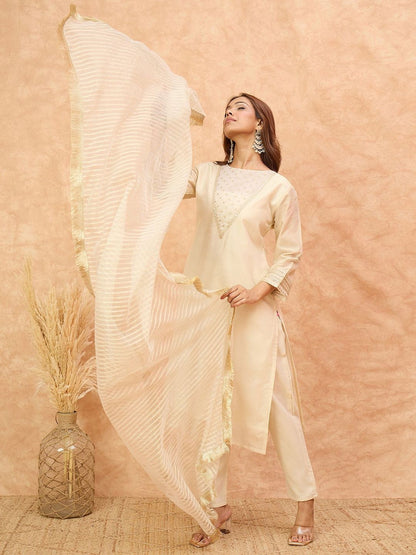 Dhiyona VA Women's Self Design Kurta with Pyjama & Dupatta