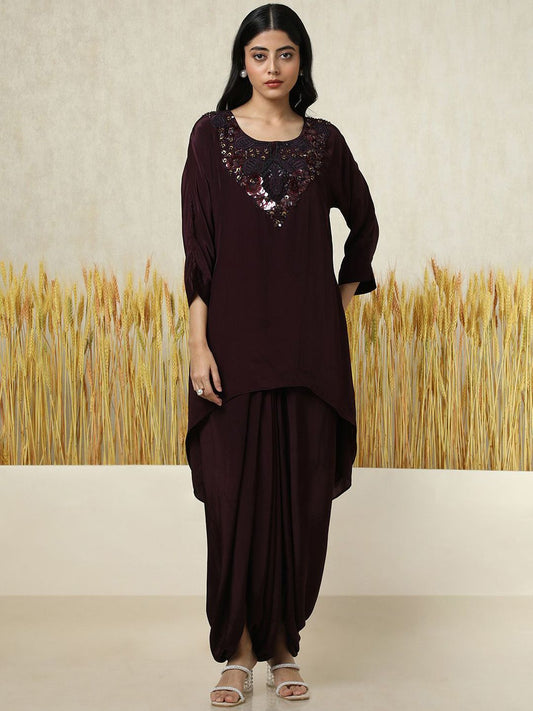 Dhiyona SO Women's Women Regular Beads and Stones Kurta with Dhoti Pants