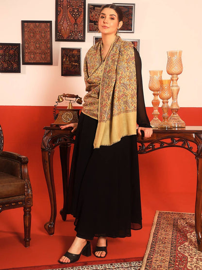 Dhiyona PA Paisley Embroidered Rangrez Pure Wool Shawl
