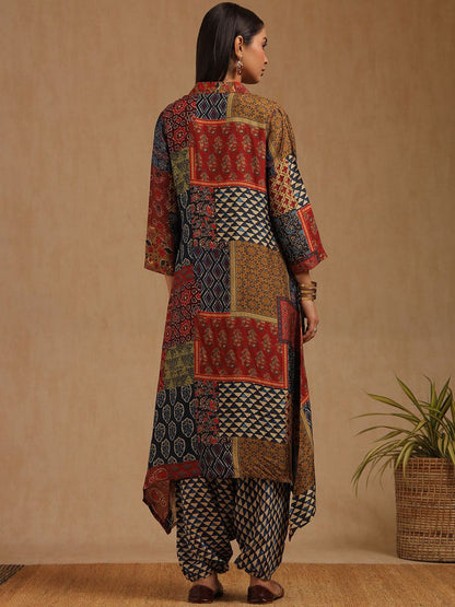 Dhiyona SO Women's Women Geometric Printed Kurt with Patiala & Jacket