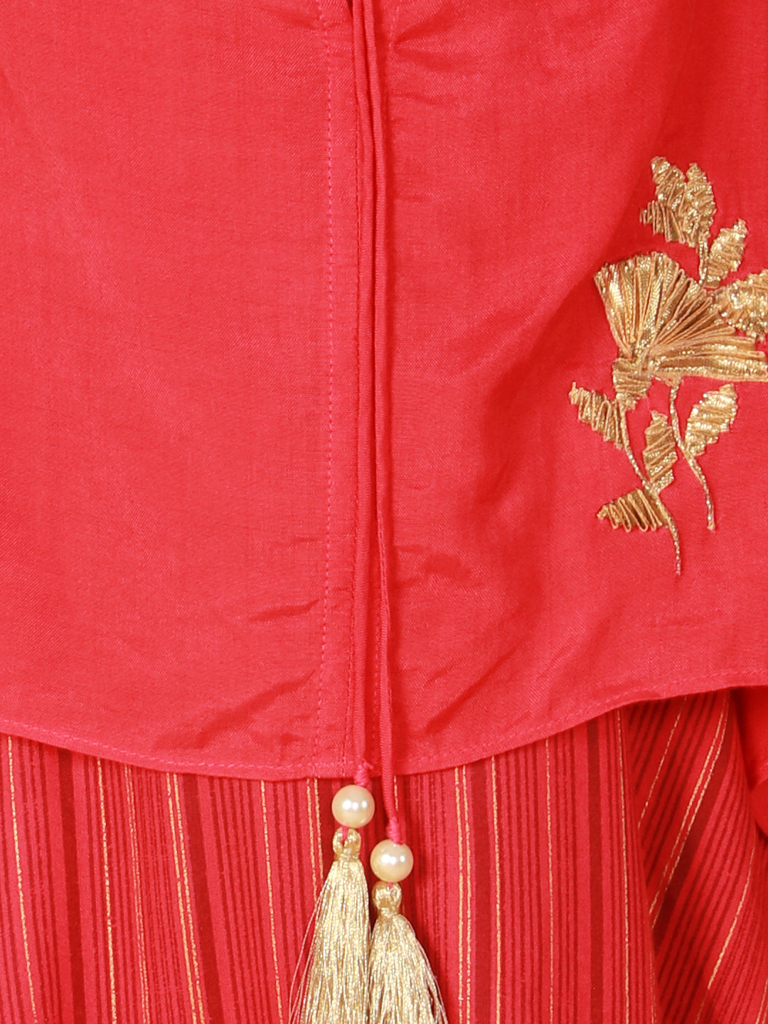 Girls Stylish Gold Embroidered cape with viscose Gold Printed Dress