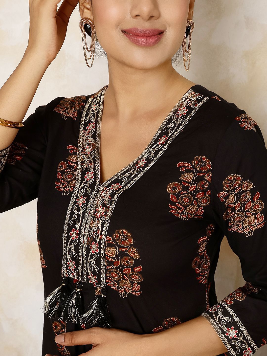 Dhiyona SN Women's Ethnic Motifs Printed Pure Cotton Anarkali Kurta with Palazzo & Dupatta