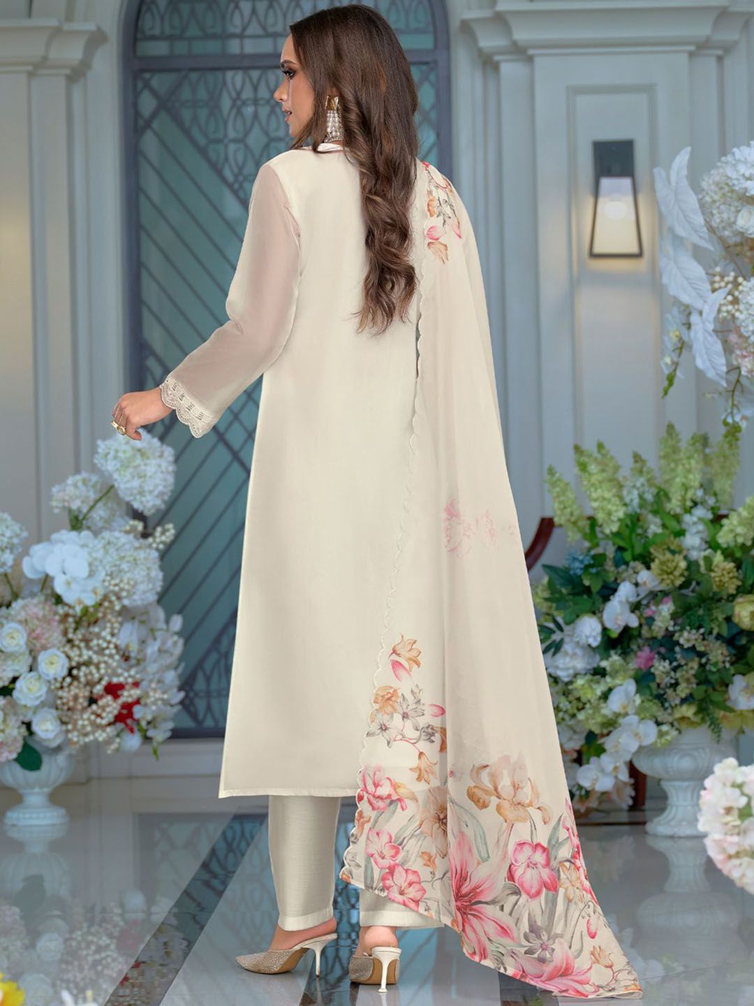 Women Ethnic Motifs Embroidered Regular Organza Kurta with Trousers & Dupatta
