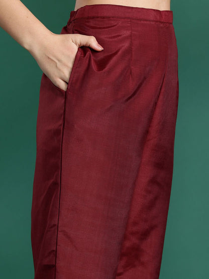 Dhiyona IE Ethnic Motifs Woven Design Straight Kurta With Trousers & Dupatta