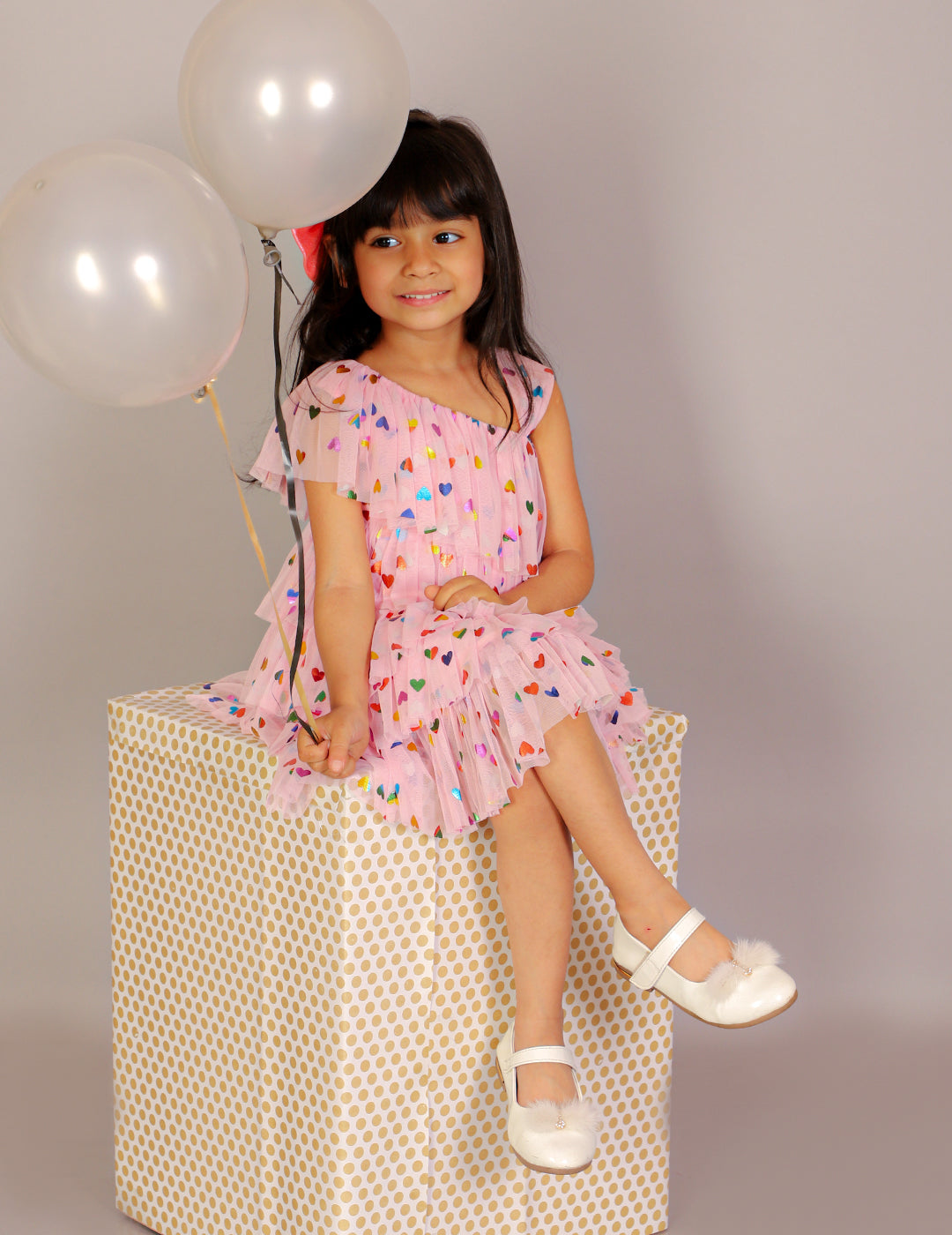 Glam up Girls Pink Tiered Pleating  Party Dress