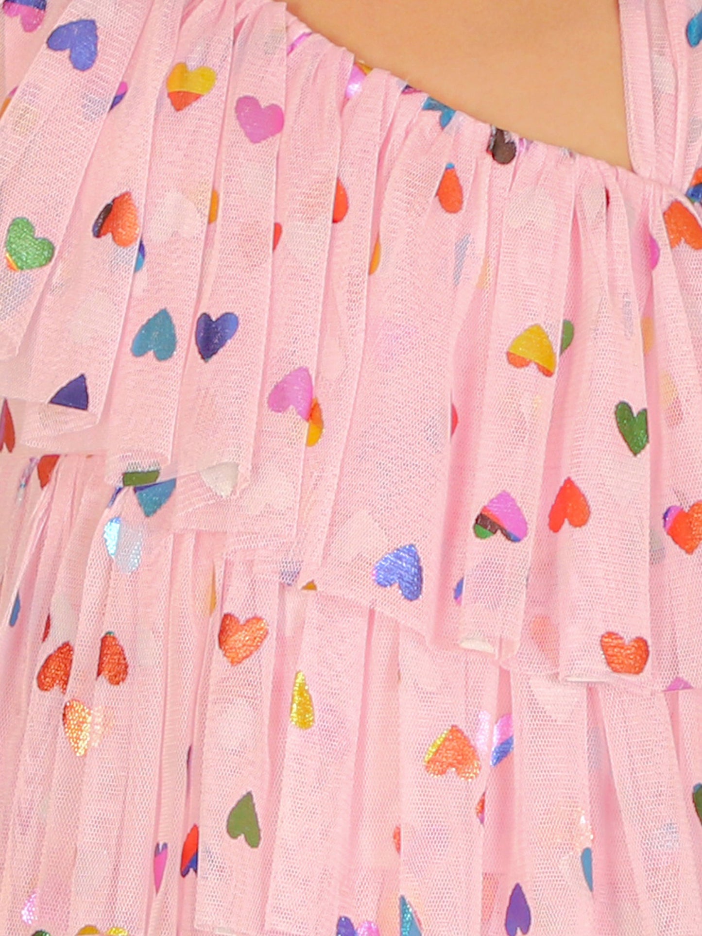Glam up Girls Pink Tiered Pleating  Party Dress