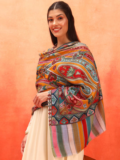 Dhiyona PA Ethnic Motifs Embroidered Shawl