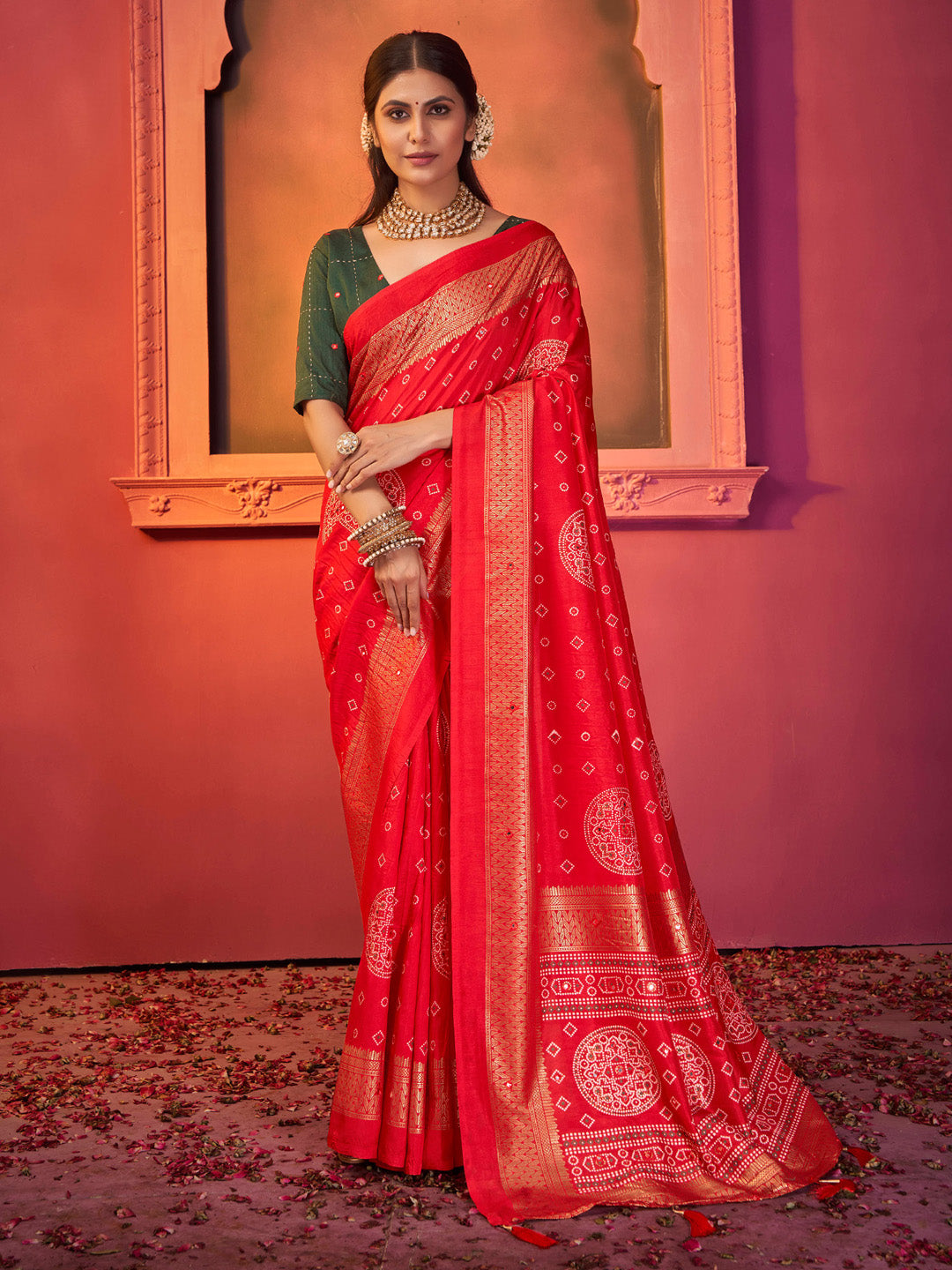 Women's Tussar Silk Green Embellished Designer Saree With Blouse Piece