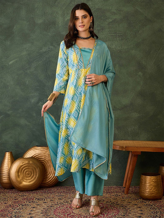 Dhiyona KL Women Printed A-Line Kurta Set