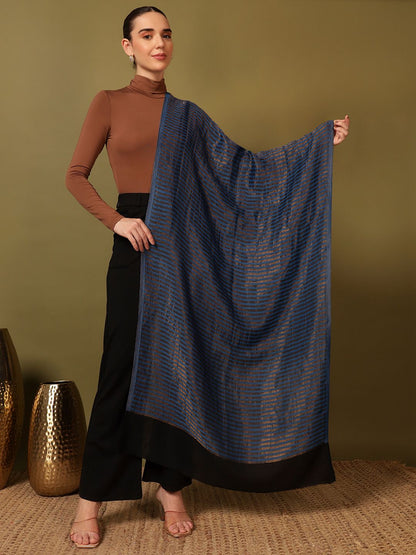 Dhiyona PA Striped Woven Design Woollen Reversible Shawl
