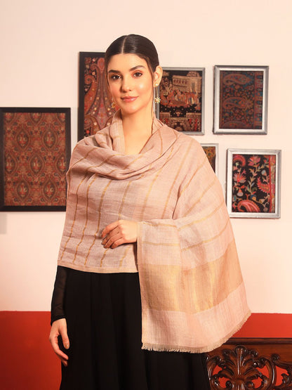 Dhiyona PA Striped Woven Design Woolen Reversible Shawl