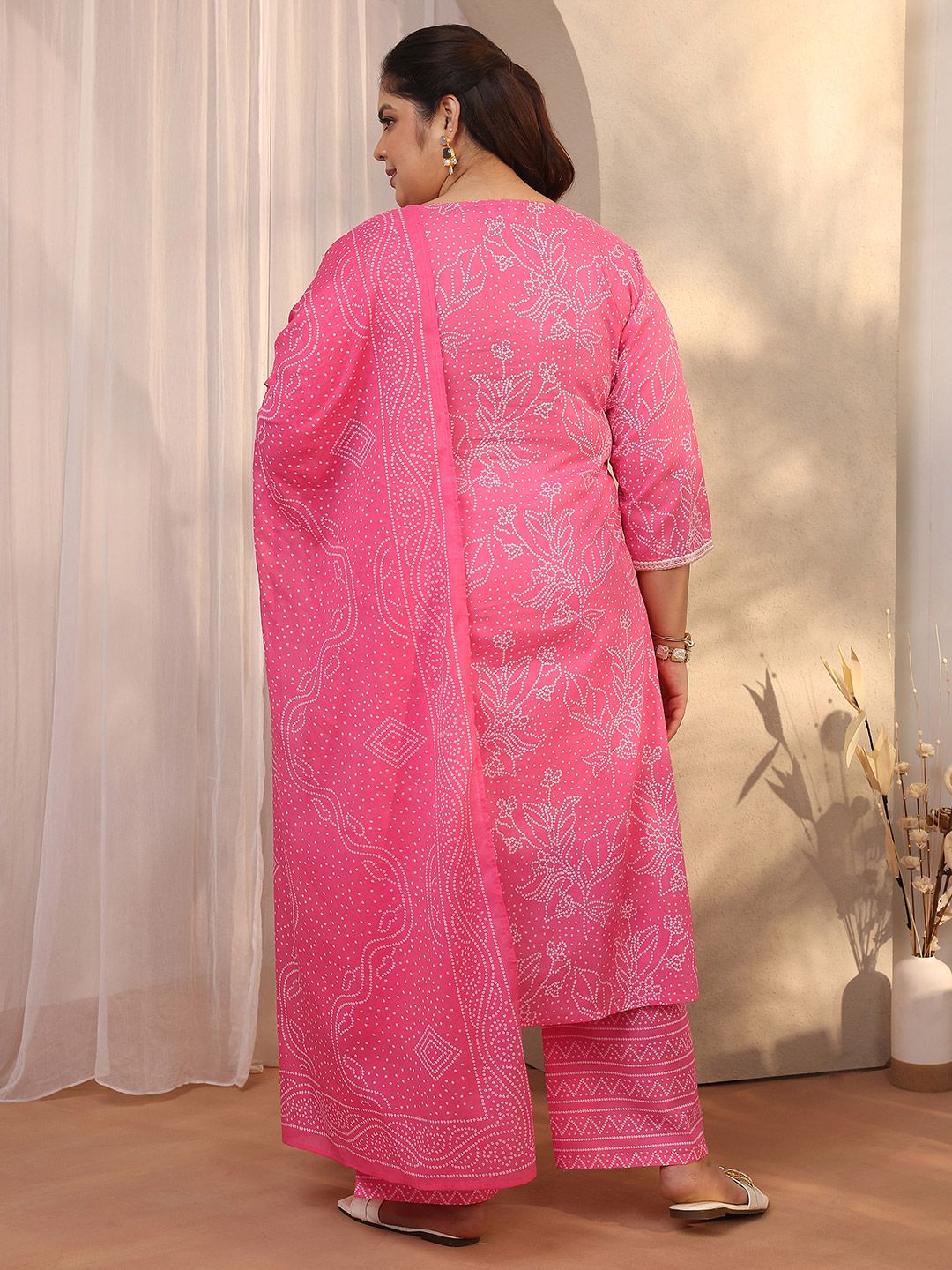 Dhiyona Women's Plus Size Ethnic Motifs Printed Kurta with Trousers & Dupatta