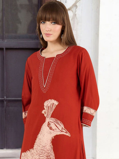 Women Ethnic Motifs Printed Regular Thread Work Kurta with Palazzos