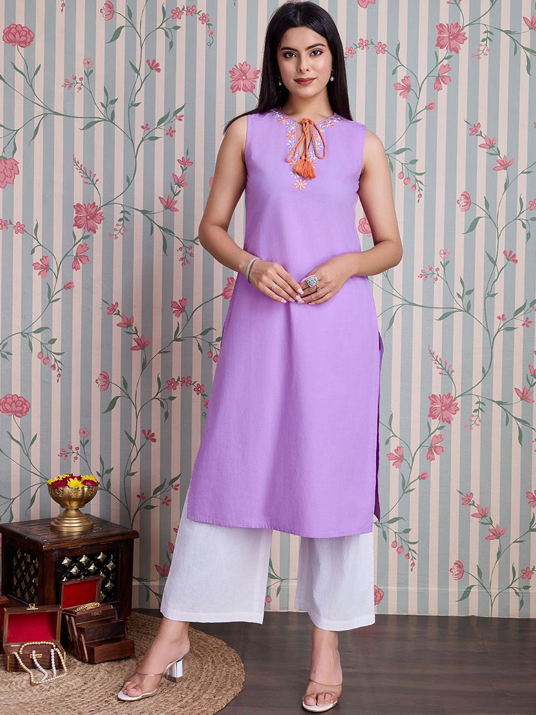 Dhiyona OD  Pure Cotton Straight Kurta with Palazzos
