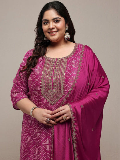 Dhiyona Women's Plus Size Ethnic Motifs Printed Kurta with Palazzos & With Dupatta