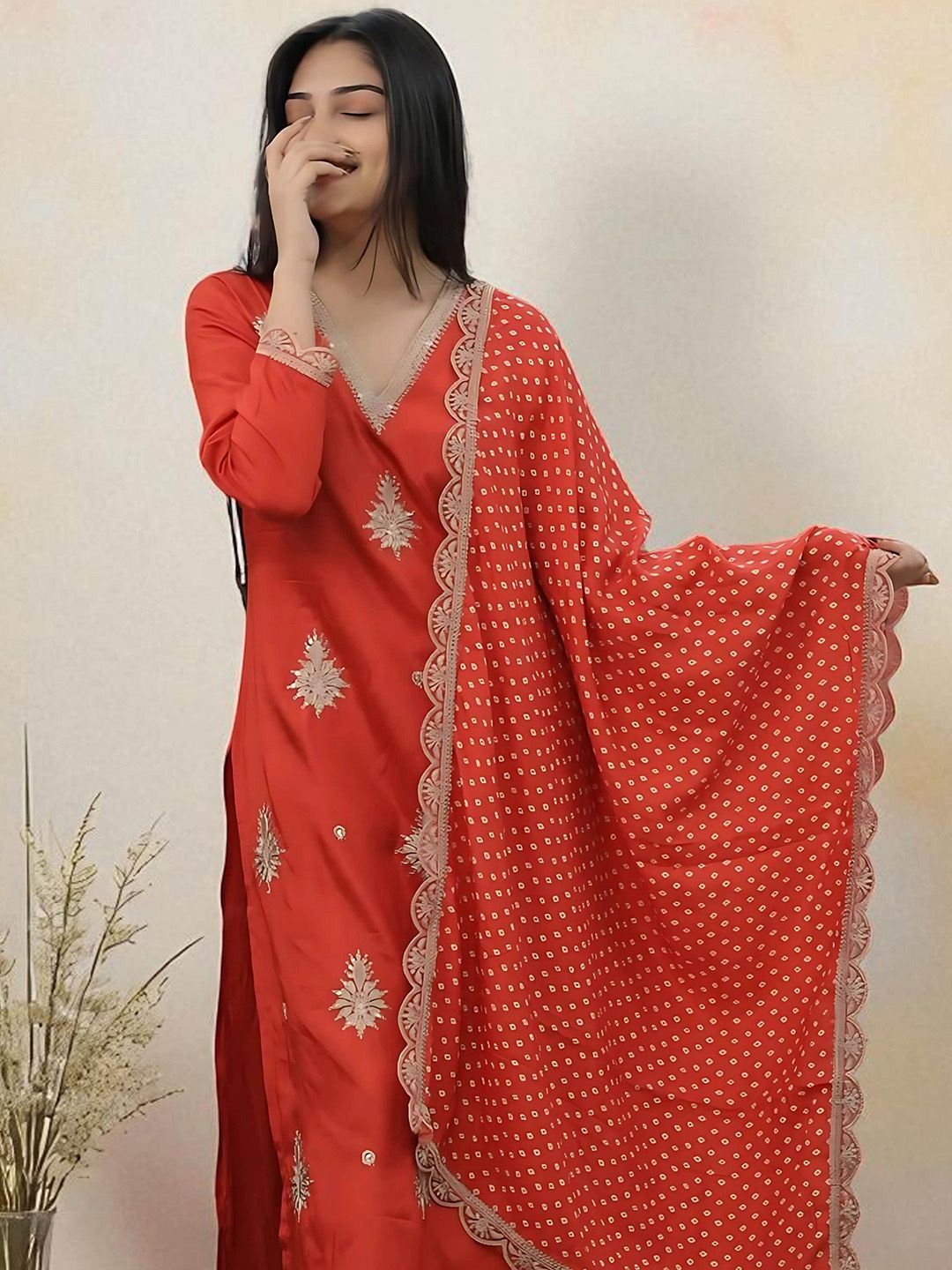 Dhiyona SN Women's Floral Embroidered Kurta with Pyjamas & Dupatta