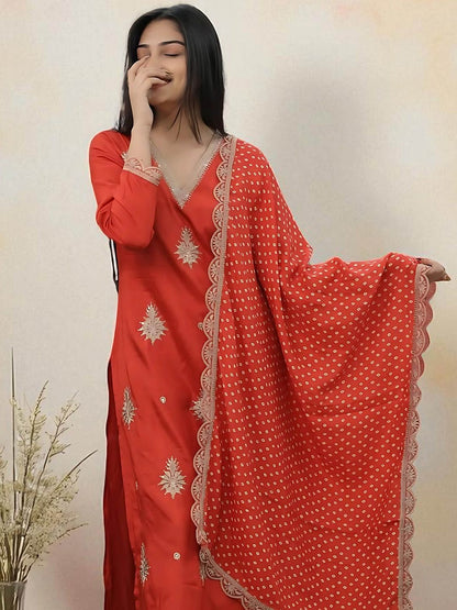 Dhiyona SN Women's Floral Embroidered Kurta with Pyjamas & Dupatta