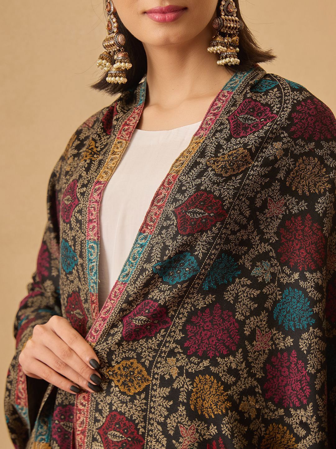 Dhiyona PA Women Floral Woven Design Shawl