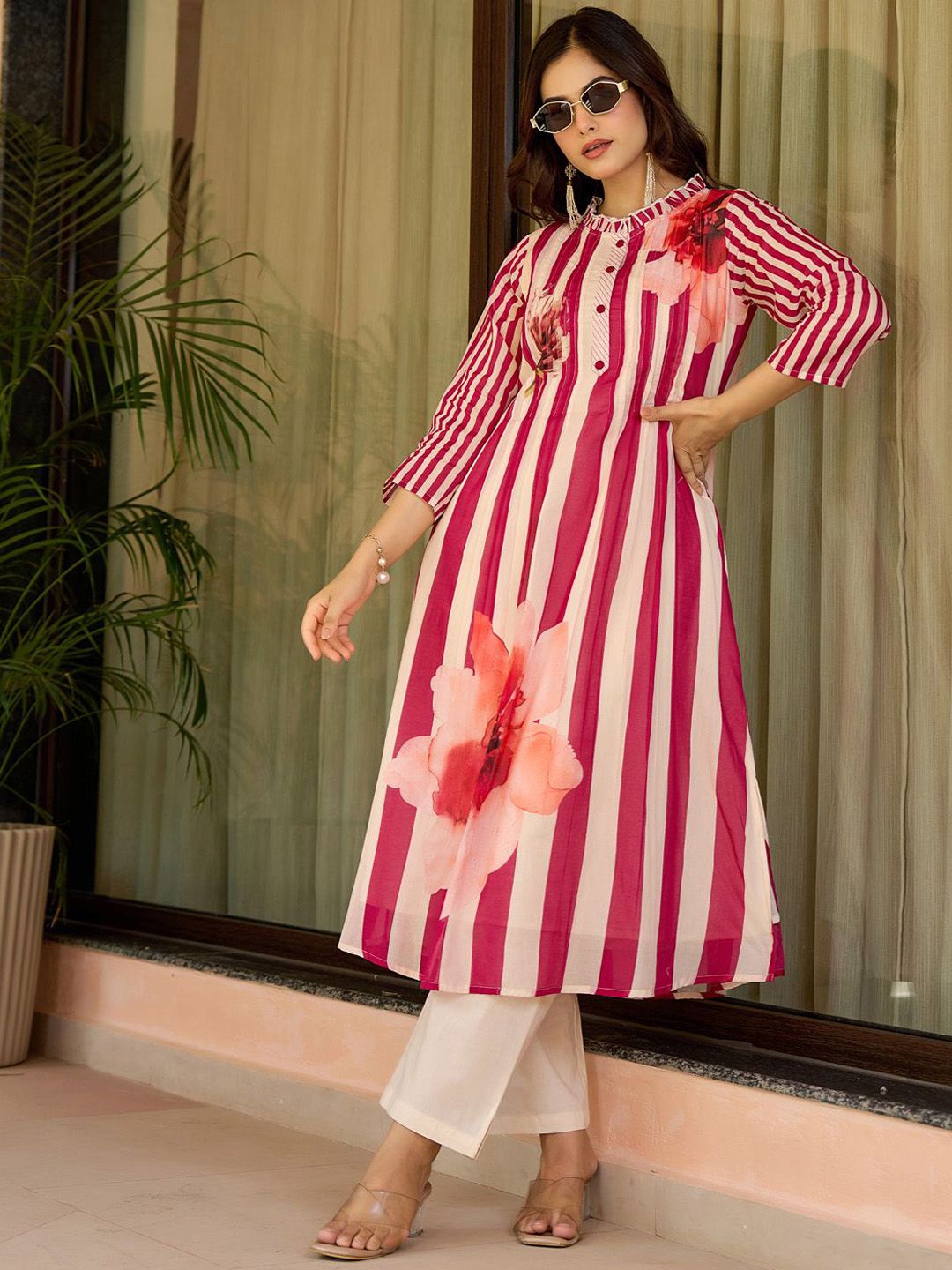 Women Printed Regular Pure Cotton Kurta with Trousers