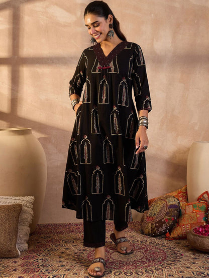 Dhiyona IE Printed Pure Cotton Tunic With Trousers Co-Ords