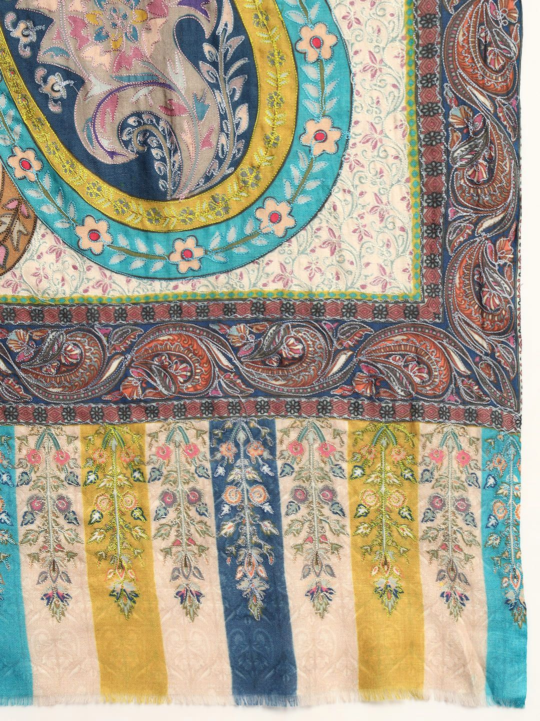 Dhiyona PA Ethnic Motifs Embroidered Woollen Shawl