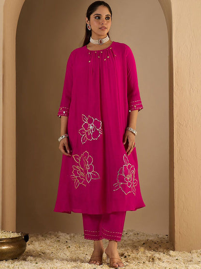 Dhiyona IE Women's Women Floral Printed A-Line Kurta with Trousers