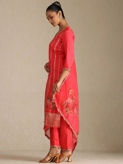 Dhiyona SO Women's Women Ethnic Motifs Woven Design Kurta with Trousers & Dupatta