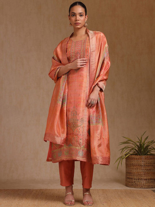 Dhiyona SO Women's Women Printed Regular Beads and Stones Kurta with Trousers & With Dupatta