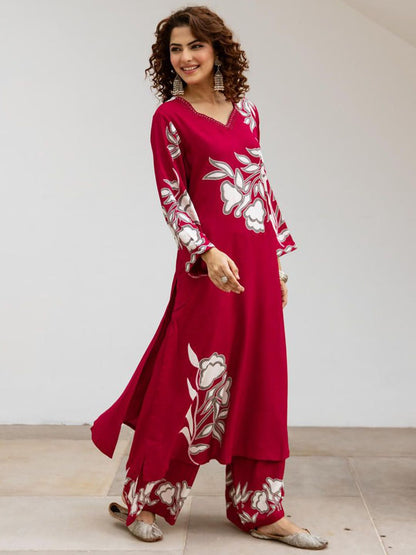 Dhiyona SN Women's Floral Embroidered Anarkali Kurta with Palazzo