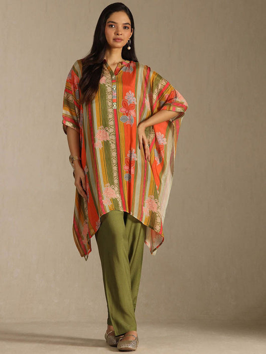 Dhiyona SO Women's Women Floral Printed kaftan Kurta With Trousers