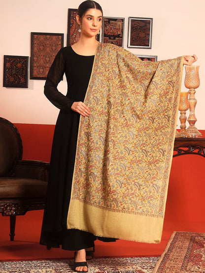 Dhiyona PA Paisley Embroidered Rangrez Pure Wool Shawl