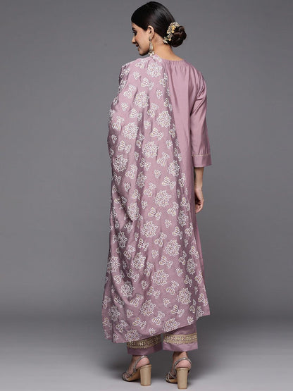 Dhiyona VA Women'sEthnic Motifs Yoke Design Regular Sequinned Kurta with Trousers & With Dupatta