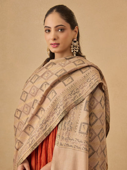 Dhiyona PA Geometric Woven Design Woolen Shawl