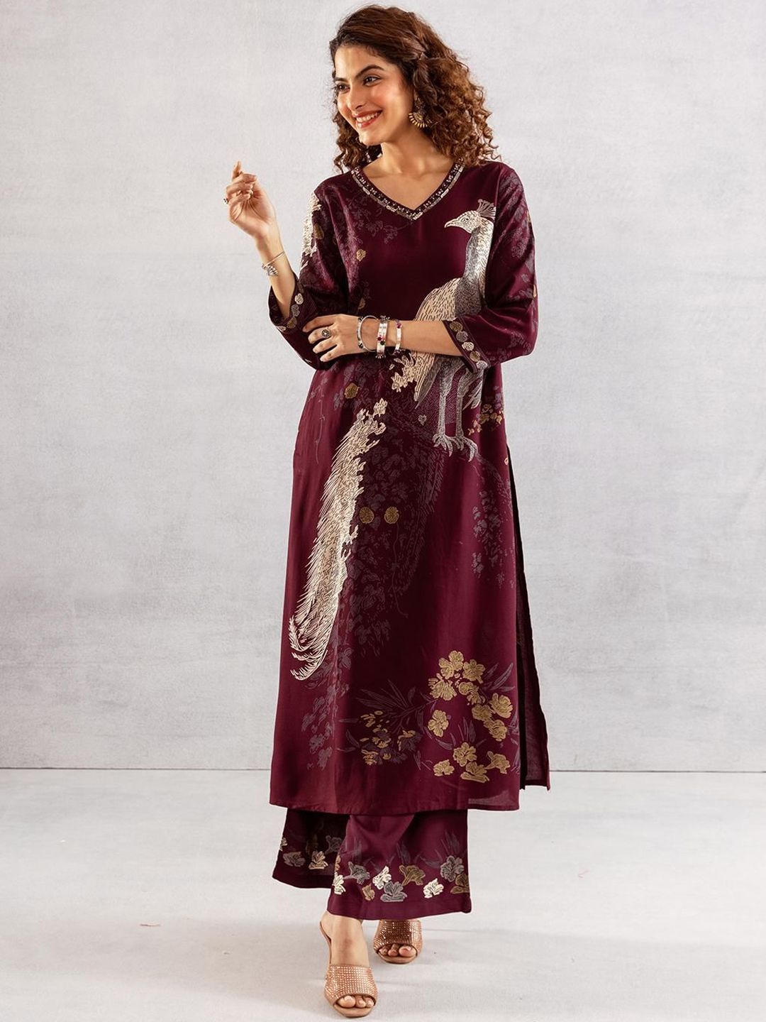 Dhiyona IS Women's Women Animal Printed Kurta with Palazzo