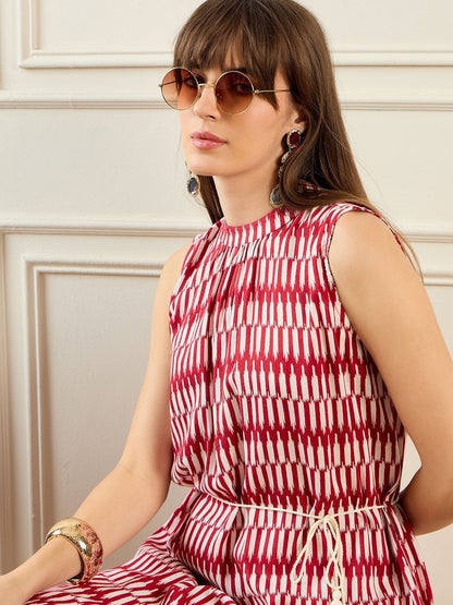 Dhiyona IE Geometric Printed Round Neck A-Line Kurta