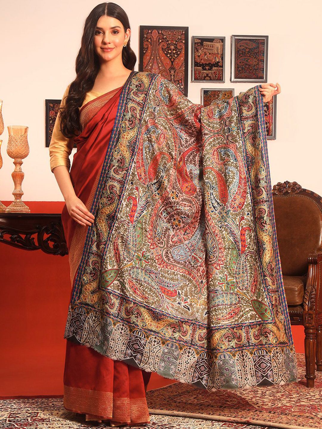 Dhiyona PA Paisley Embroidered Shawl