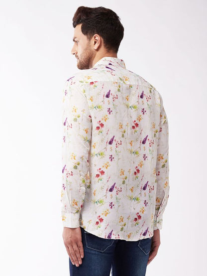 Men's Cream Muslin Straight Ethnic Shirt